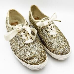 Keds x Kate Spade Champion Glitter Gold Shoes Sneakers Fairy Pride Statement